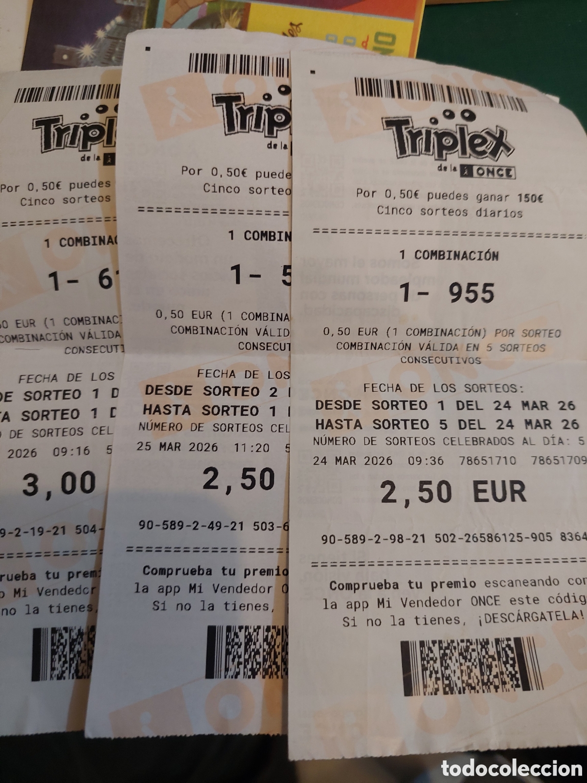 Cupones ONCE: ONCE JUEGO TRIPLEX CONBINACIONES - Foto 1