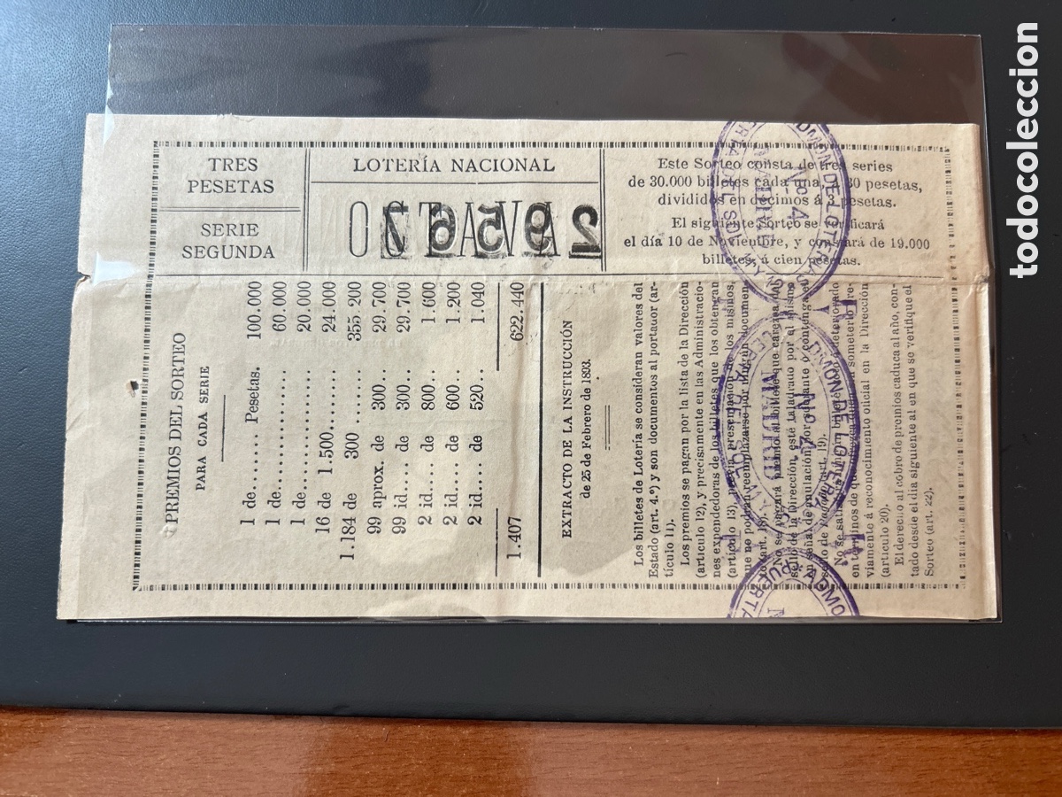 Cupones ONCE: Loteria A&ntilde;o 1908 Sorteo 29 Serie 2 - Foto 2