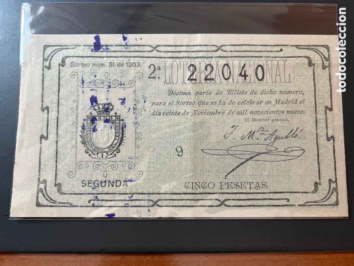 Cupones ONCE: Loteria A&ntilde;o 1909 Sorteo 31 - Foto 1