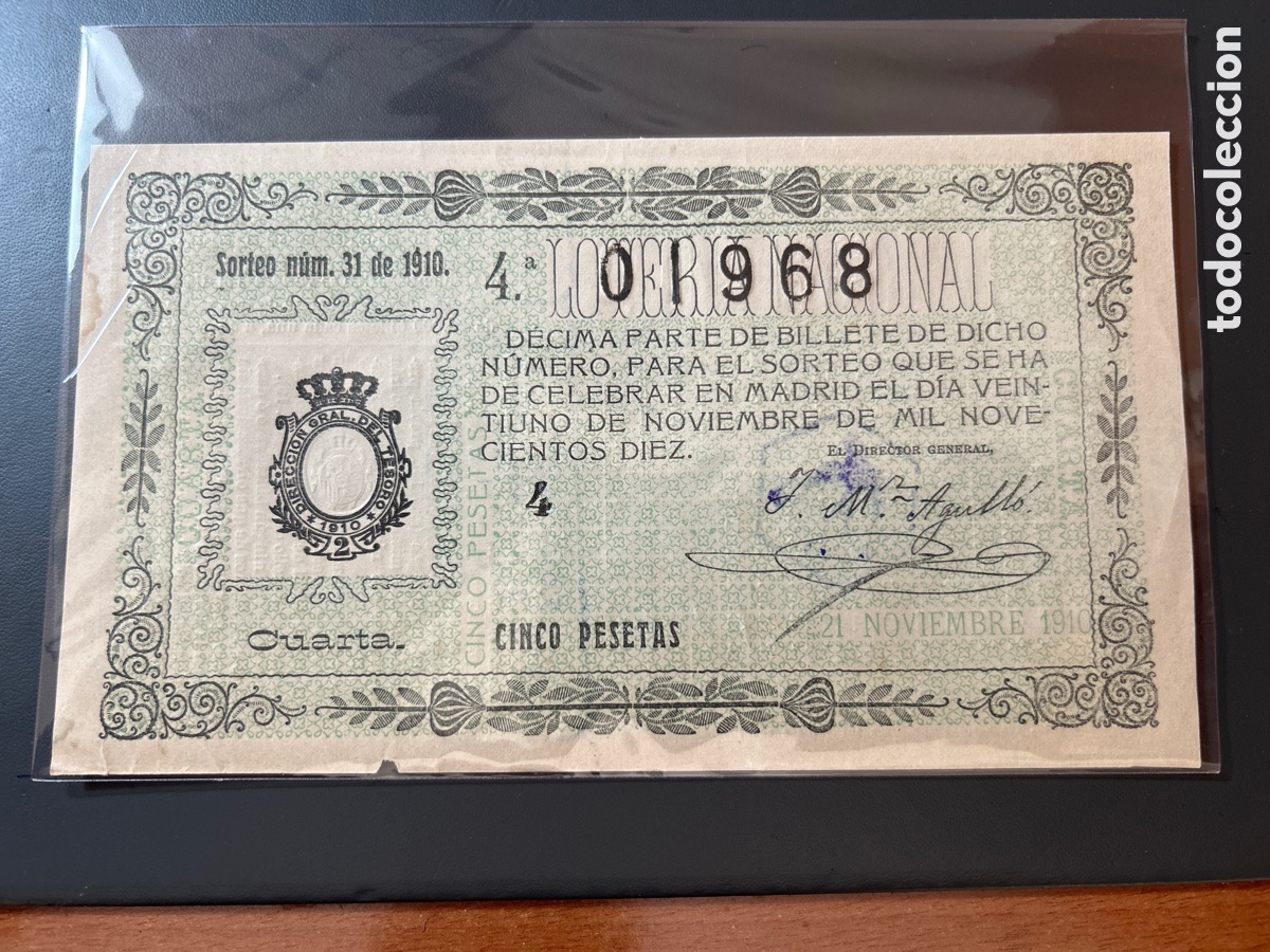 Cupones ONCE: Loter&iacute;a A&ntilde;o 1910 Sorteo 31 - Foto 1