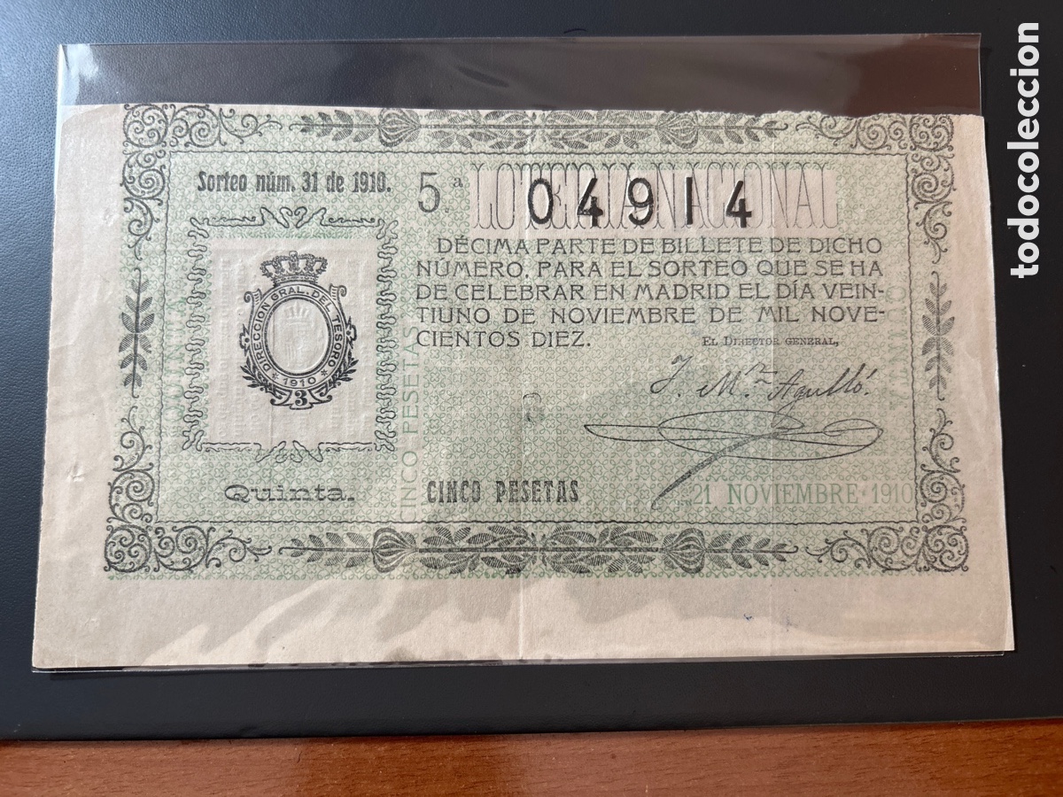 Cupones ONCE: Loteria A&ntilde;o 1910 Sorteo 31 - Foto 1