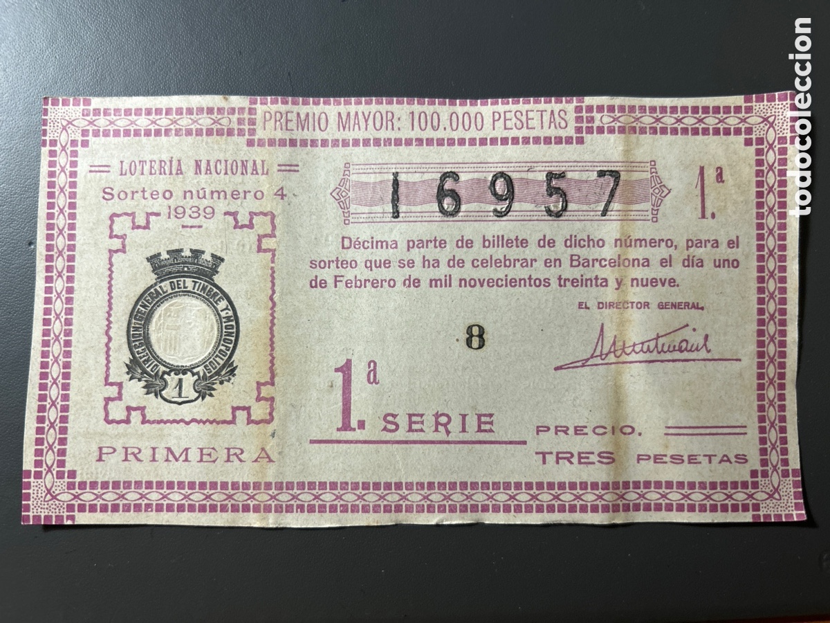 Cupones ONCE: Loteria A&ntilde;o 1939 Sorteo 4 Serie 1