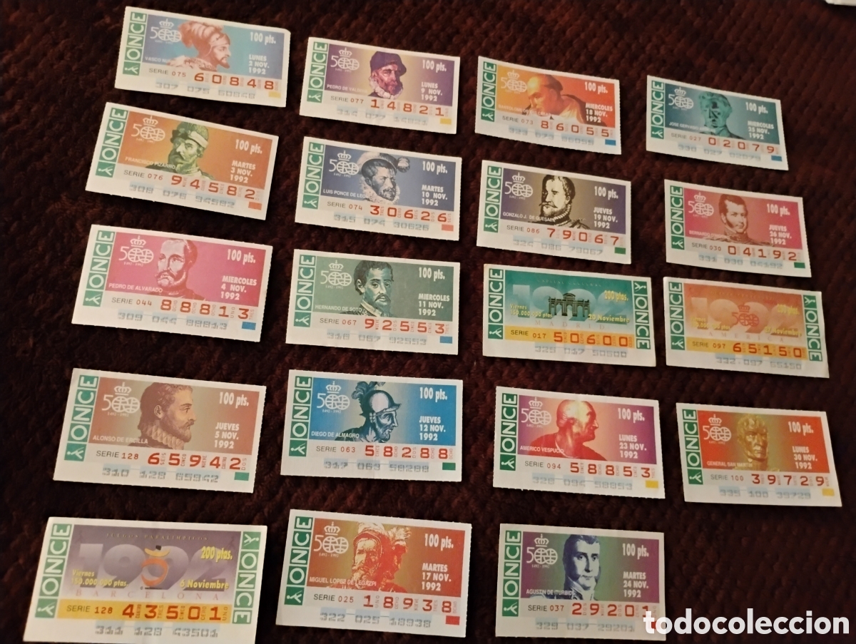 Cupones ONCE: Colecci&oacute;n 1992 Once 205