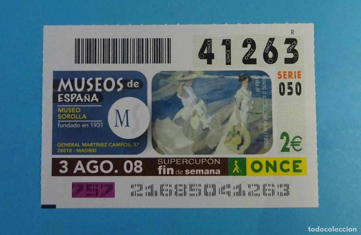 Cupones ONCE: CUP&Oacute;N ONCE 3 AGOSTO 2008 N&ordm; 41263 MUSEOS DE ESPA&Ntilde;A. MUSEO DE SORALLA. MADRID