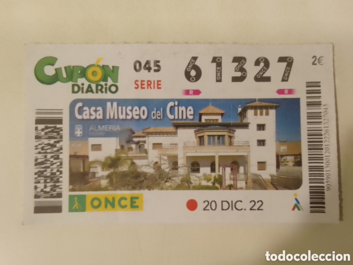 Cupones ONCE: Cup&oacute;n ONCE 20 DIC. 22 Casa Museo del Cine &bull; Almer&iacute;a.
