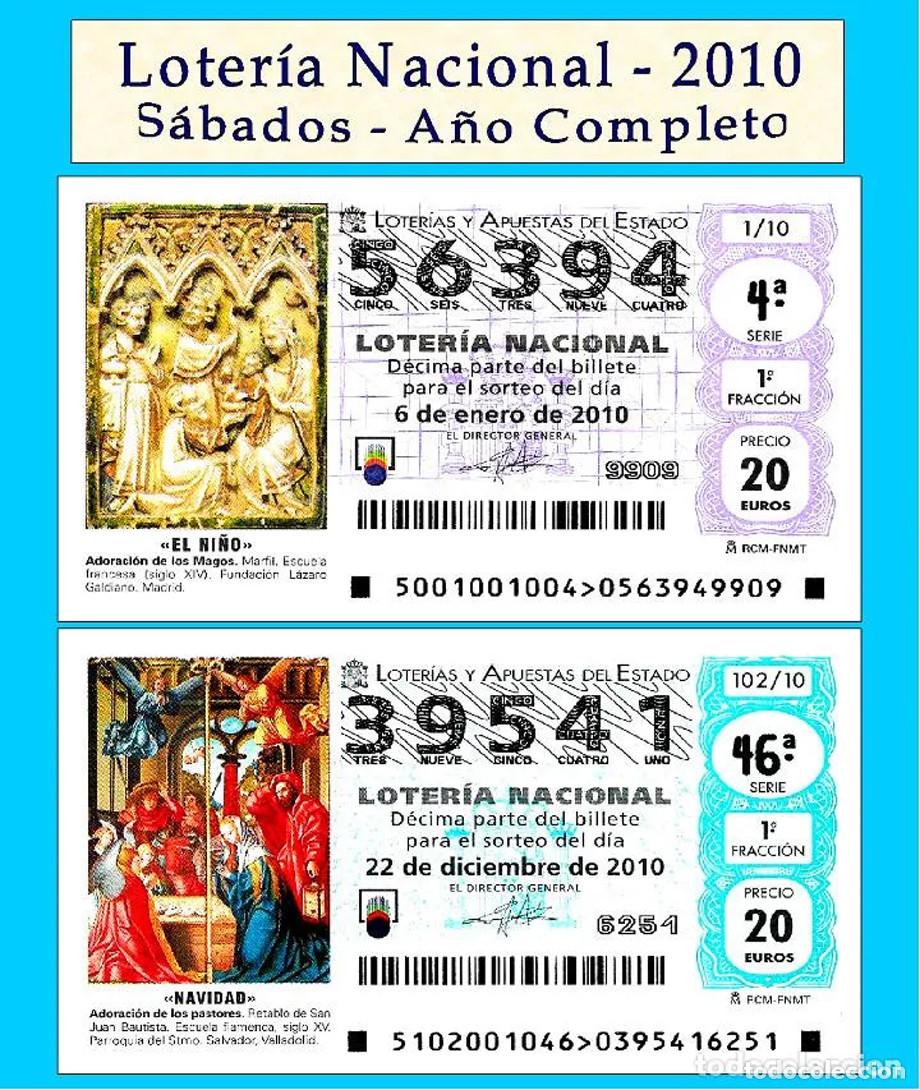 Cupones ONCE: 2010 - Loter&iacute;a Nacional / Todos los sorteos de los S&aacute;bados A&ntilde;o completo / Buena calidad