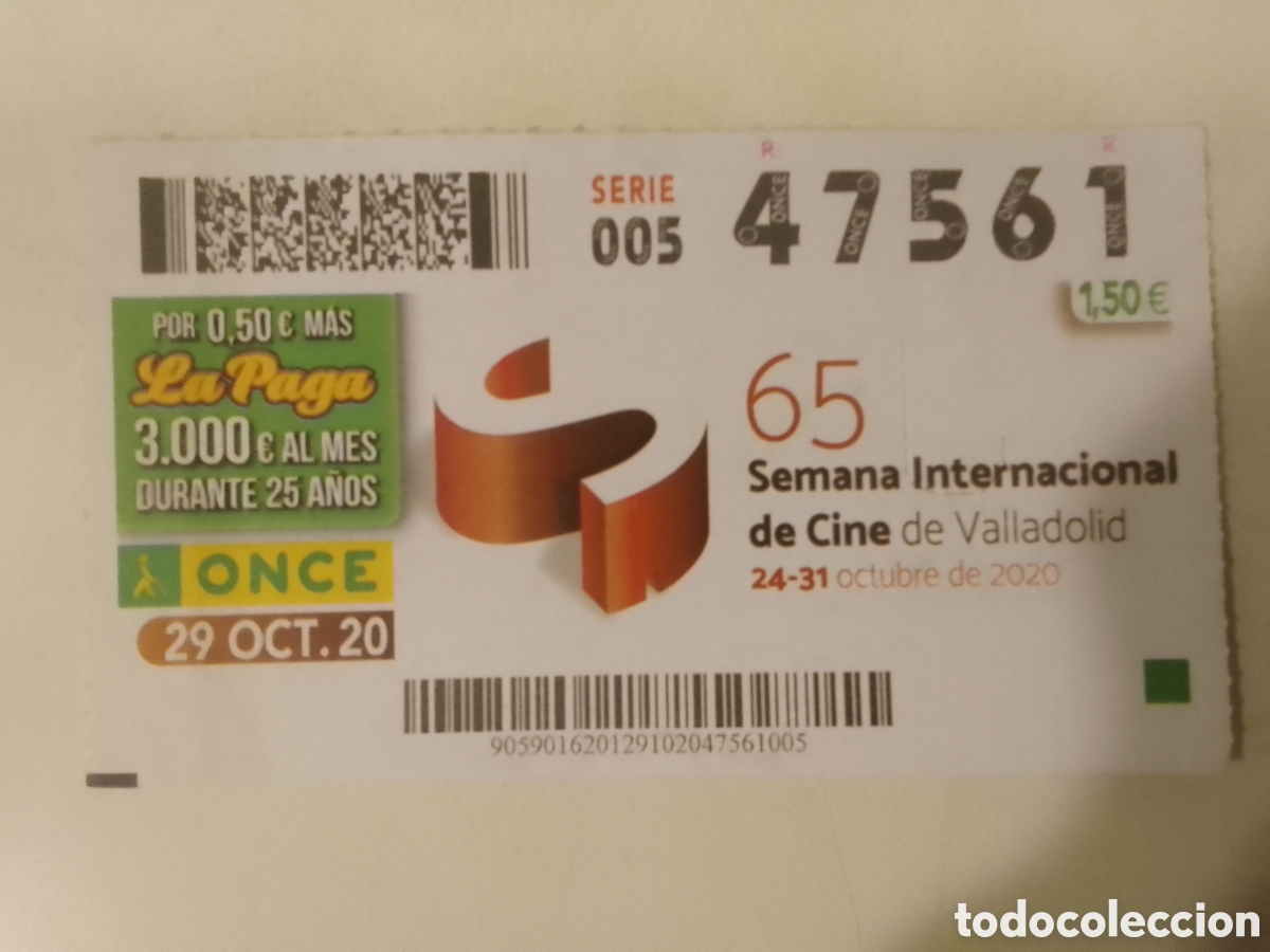 Cupones ONCE: Cup&oacute;n ONCE 29 OCT. 20 65 Semana Internacional de Cine de Valladolid.