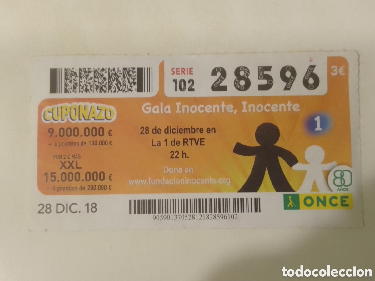 Cupones ONCE: Cup&oacute;n ONCE 28 DIC. 18 Gala Inocente, Inocente.