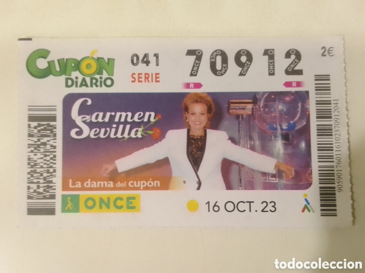 Cupones ONCE: Cup&oacute;n ONCE 16 OCT. 23 Carmen Sevilla.
