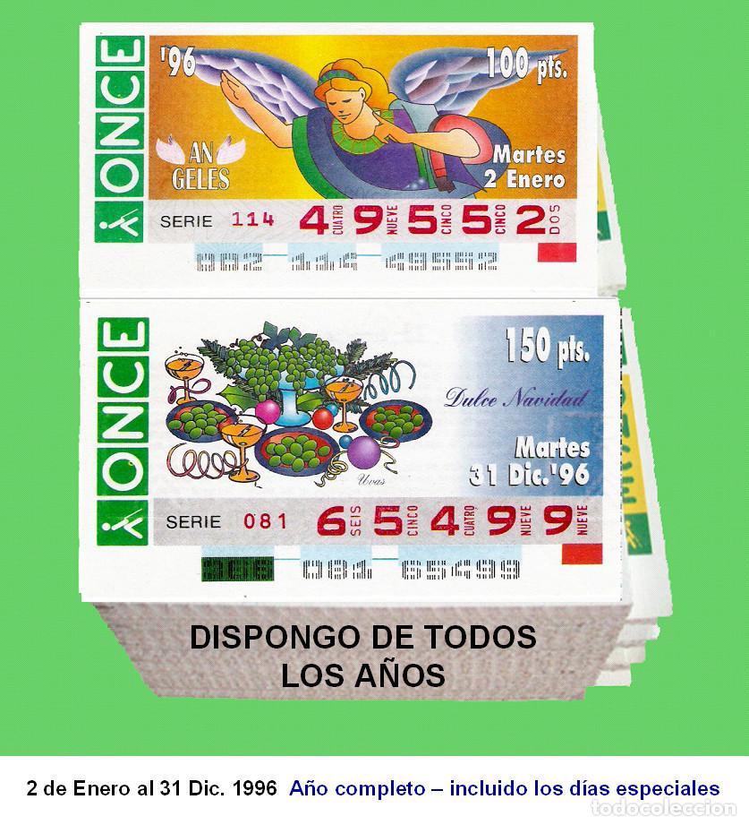 Cupones ONCE: 1996 - Cupones de la ONCE / A&ntilde;o completo Incluido los sorteos especiales / buena calidad