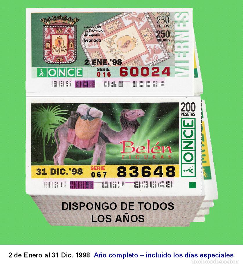 Cupones ONCE: 1998 - Cupones de la ONCE / A&ntilde;o completo Incluido los sorteos especiales / buena calidad