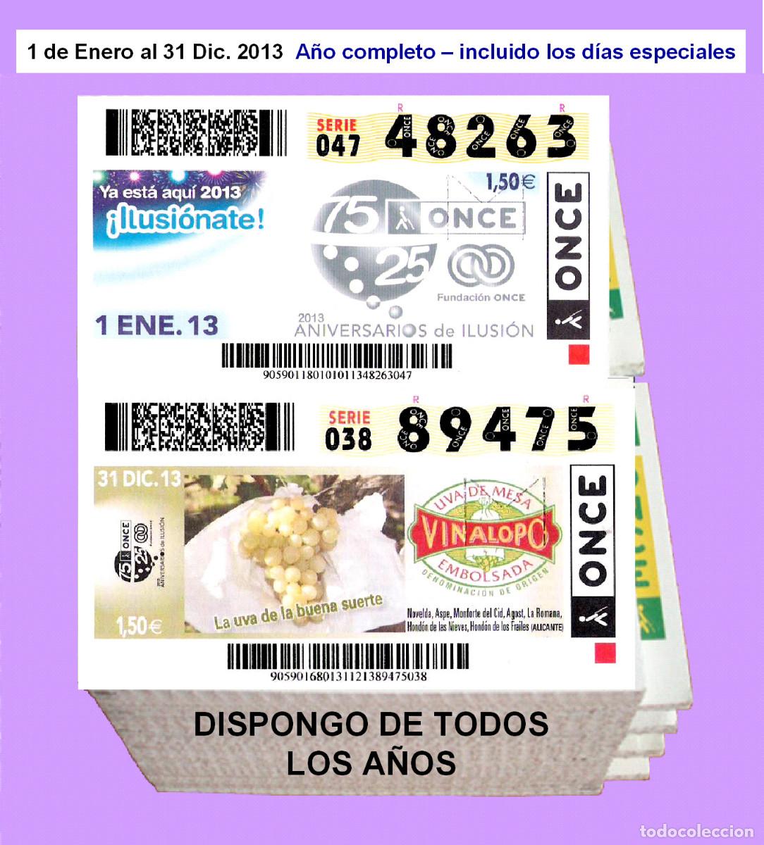 Cupones ONCE: 2013 - Cupones de la ONCE / A&ntilde;o completo Incluido los sorteos especiales / buena calidad