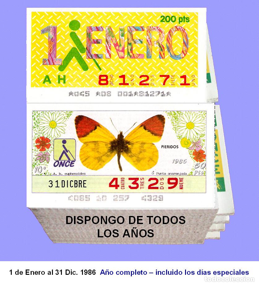 Cupones ONCE: 1986 - Cupones de la ONCE / A&ntilde;o completo Incluido los sorteos especiales / buena calidad