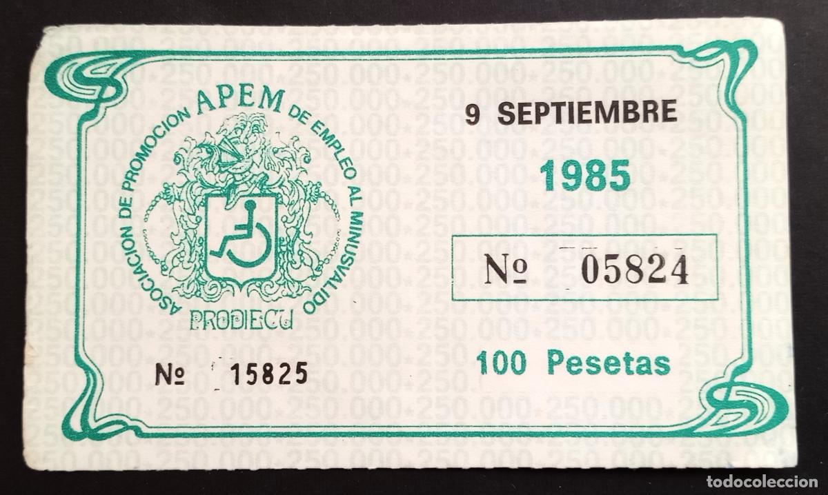 Cupones ONCE: CUP&Oacute;N PRODIECU - 9-SEPTIEMBRE-1985