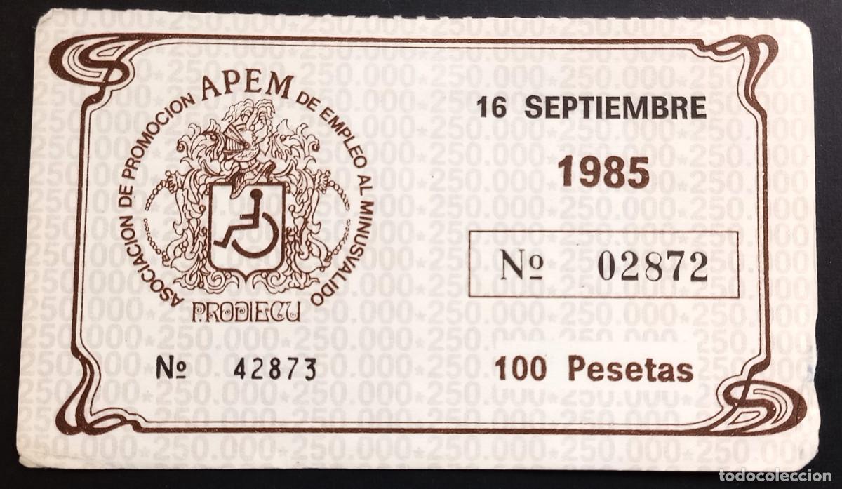 Cupones ONCE: CUP&Oacute;N PRODIECU - 16-SEPTIEMBRE-1985