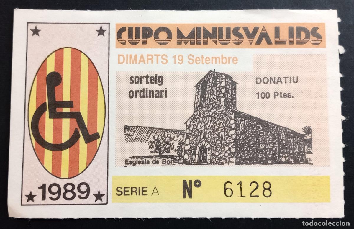 Cupones ONCE: CUP&Oacute;N CUPOMINUSVALIDS - 19-SETEMBRE-1989 - ESGL&Eacute;SIA DE BO&Iacute;
