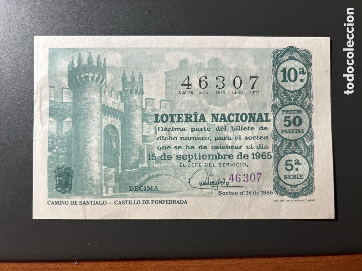 Cupones ONCE: Loteria A&ntilde;o 1965 Sorteo 26 Serie 5