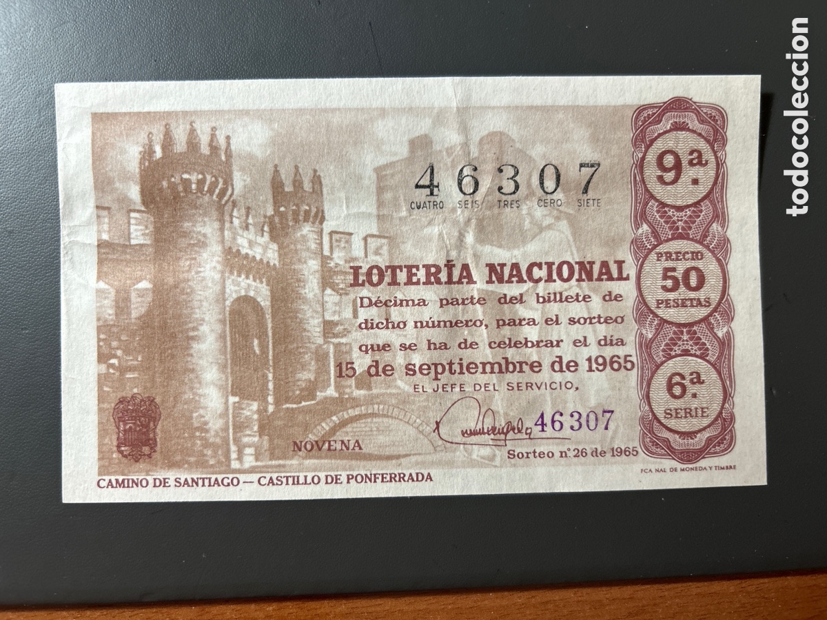 Cupones ONCE: Loteria A&ntilde;o 1965 Sorteo 26 Serie 6