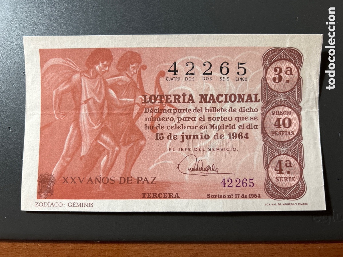 Cupones ONCE: Loteria A&ntilde;o 1964 Sorteo 17 Serie 4