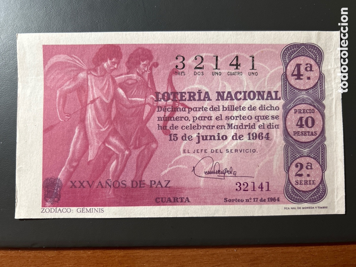 Cupones ONCE: Loteria A&ntilde;o 1964 Sorteo 17 Serie 2