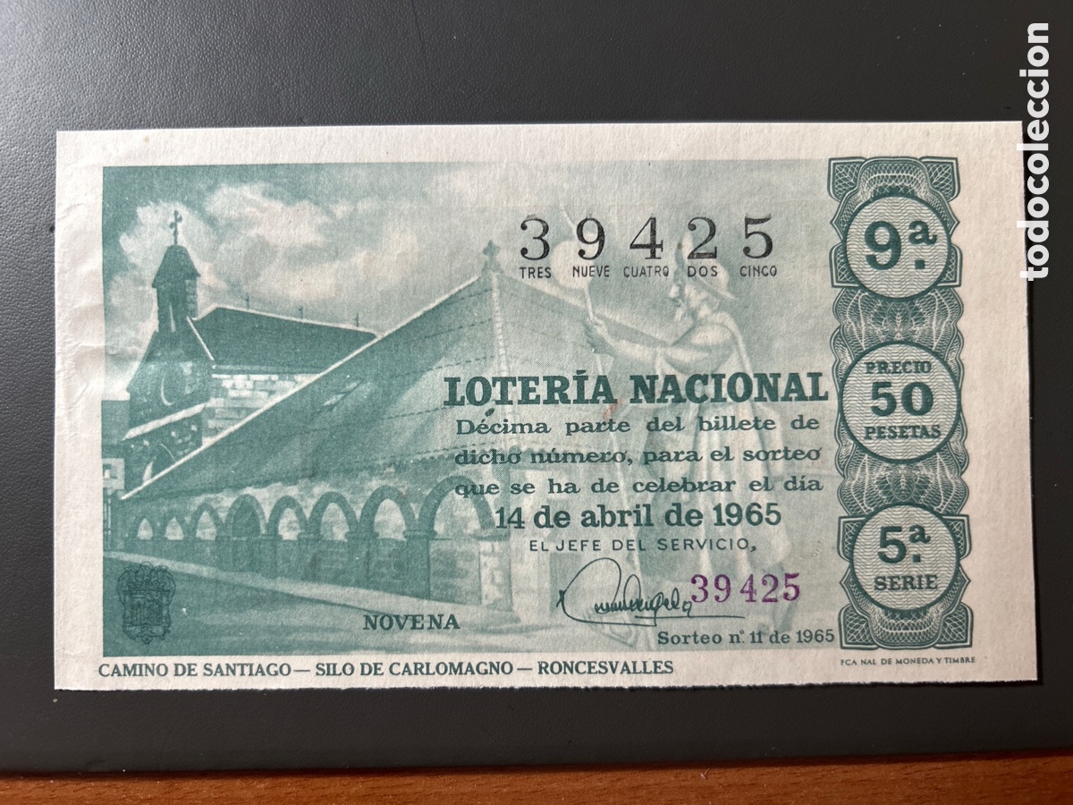 Cupones ONCE: Loteria A&ntilde;o 1965 Sorteo 11 Serie 5