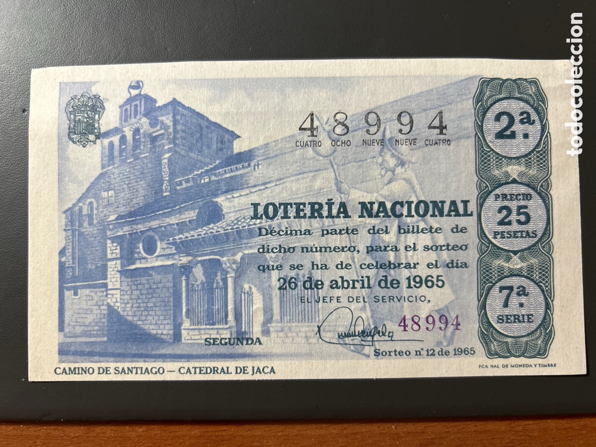 Cupones ONCE: Loteria A&ntilde;o 1965 Sorteo 12 Serie 7