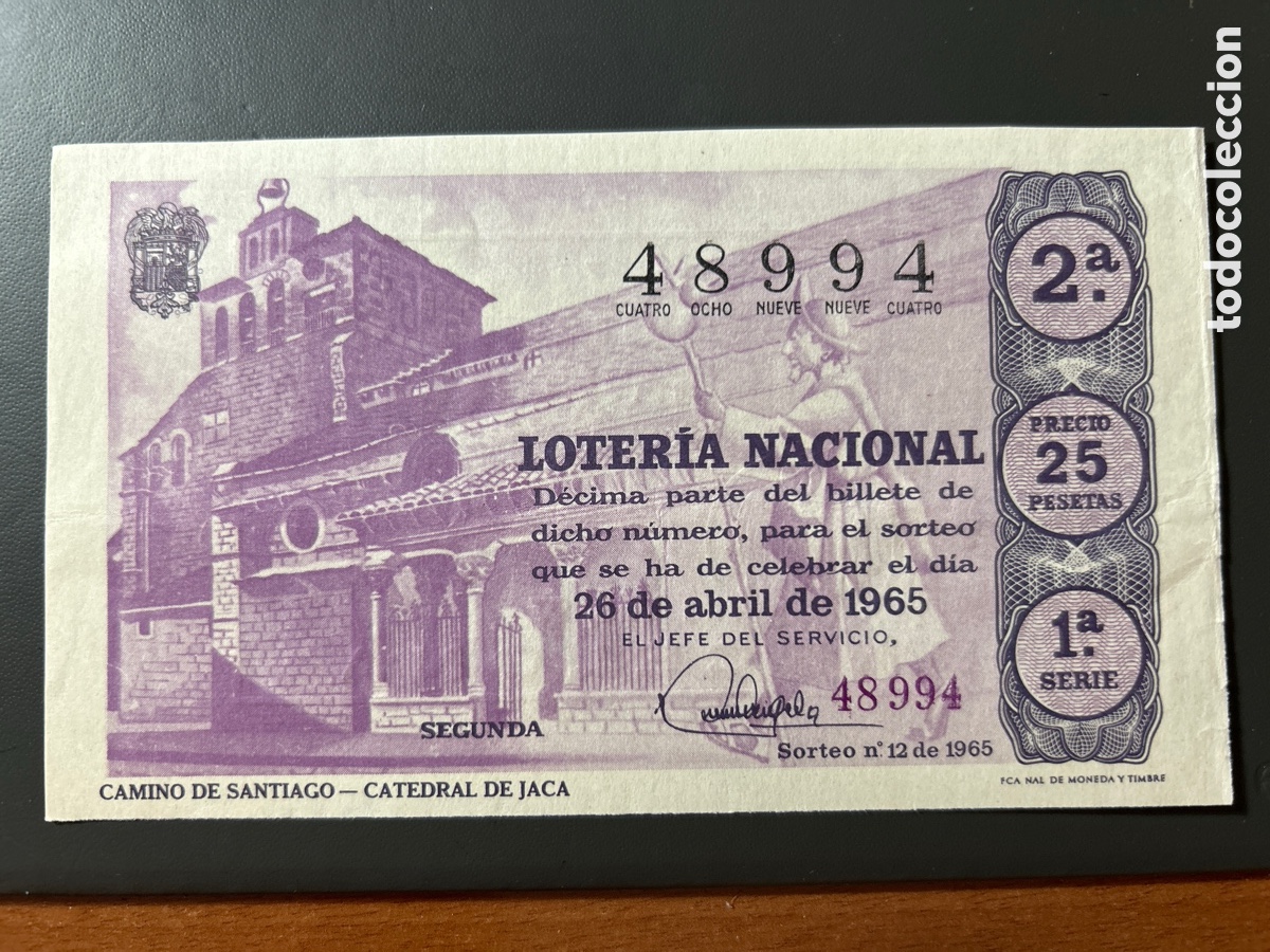 Cupones ONCE: Loteria A&ntilde;o 1965 Sorteo 12 Serie 1