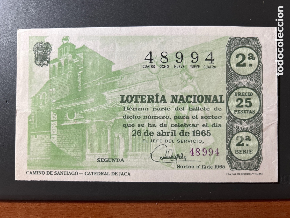 Cupones ONCE: Loteria A&ntilde;o 1965 Sorteo 12 Serie 2