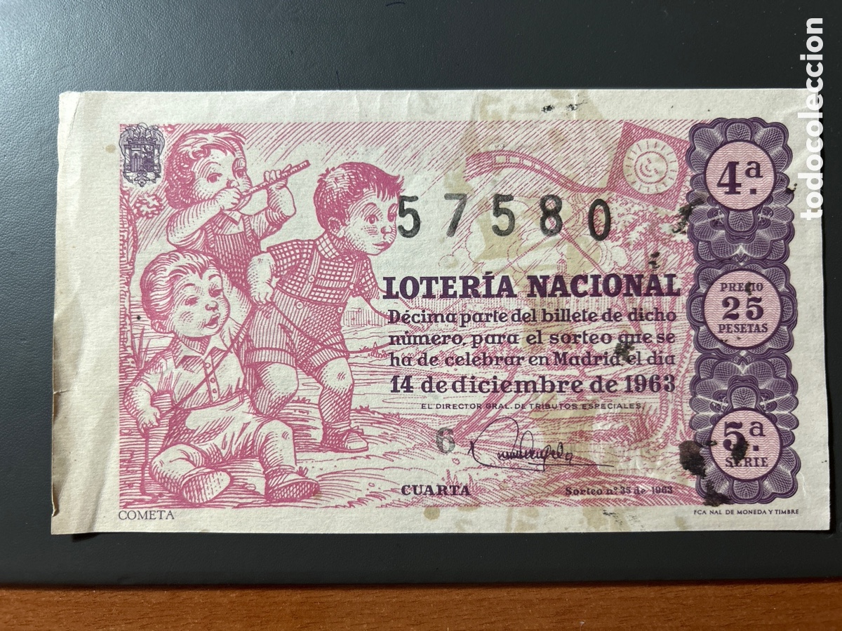 Cupones ONCE: Loteria A&ntilde;o 1963 Sorteo 35 Serie 5