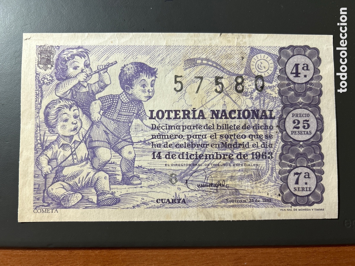 Cupones ONCE: Loteria A&ntilde;o 1963 Sorteo 35 Serie 7