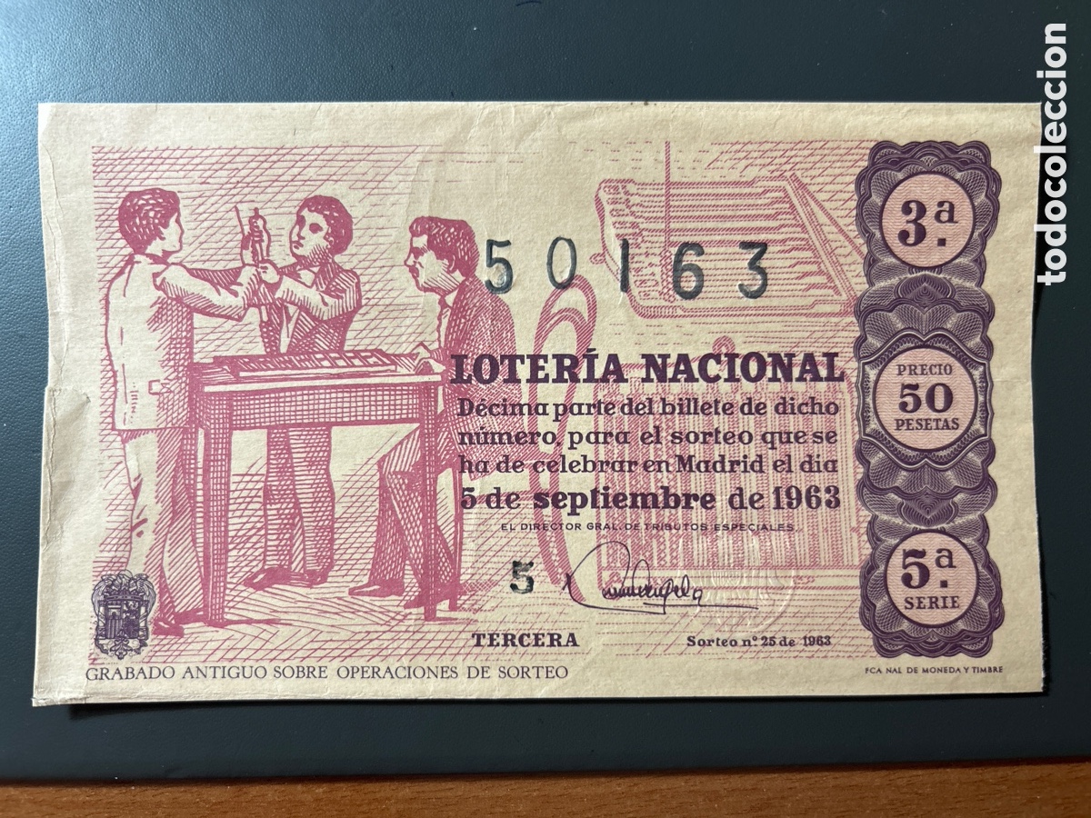 Cupones ONCE: Loteria A&ntilde;o 1963 Sorteo 25 Serie 5
