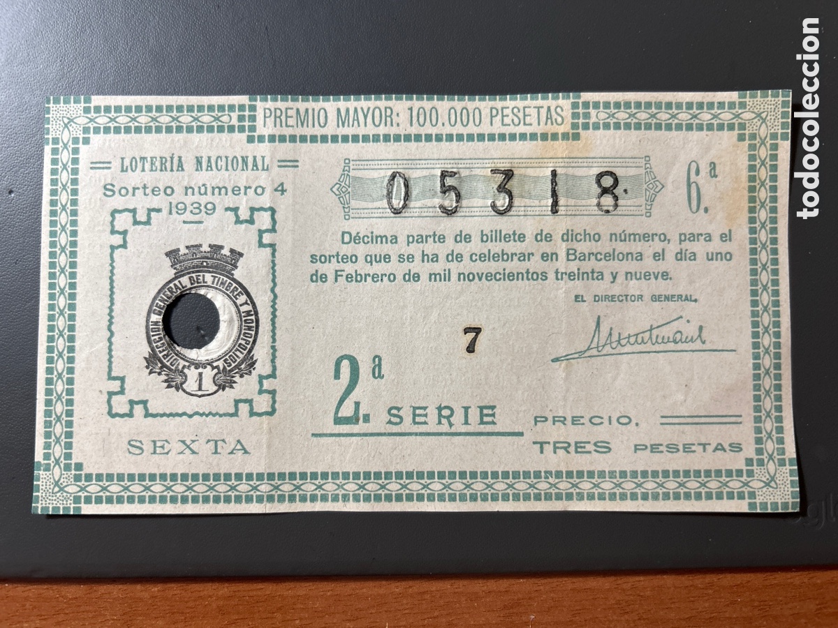 Cupones ONCE: Loteria A&ntilde;o 1939 Sorteo 4 Serie 2