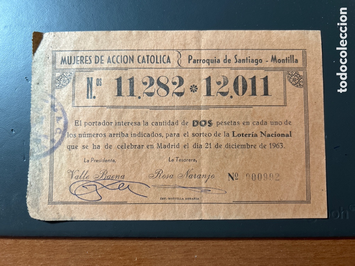 Cupones ONCE: Participaci&oacute;n Loter&iacute;a A&ntilde;o 1963