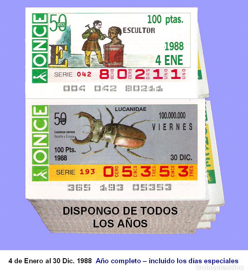 Cupones ONCE: 1988 - Cupones de la ONCE / A&ntilde;o completo Incluido los sorteos especiales / buena calidad