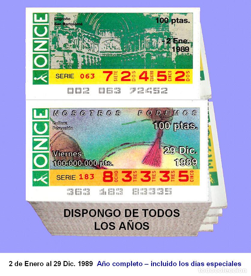 Cupones ONCE: 1989 - Cupones de la ONCE / A&ntilde;o completo Incluido los sorteos especiales / buena calidad