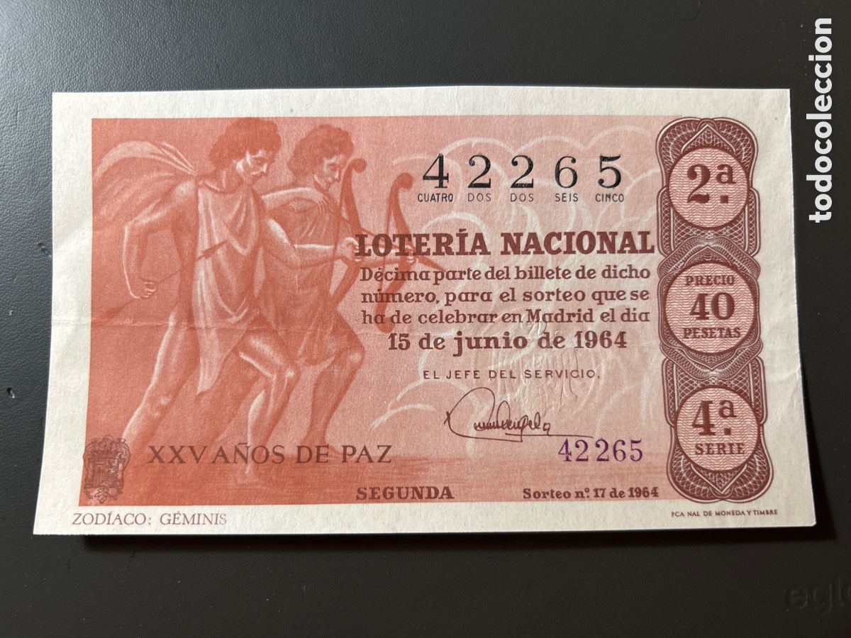 Cupones ONCE: Loteria A&ntilde;o 1964 Sorteo 17 Serie 4