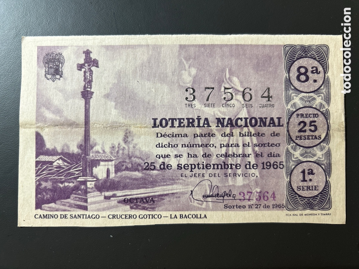 Cupones ONCE: Loteria A&ntilde;o 1965 Sorteo 27 Serie 1