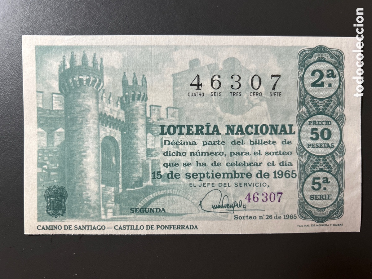 Cupones ONCE: Loteria A&ntilde;o 1965 Sorteo 26 Serie 5