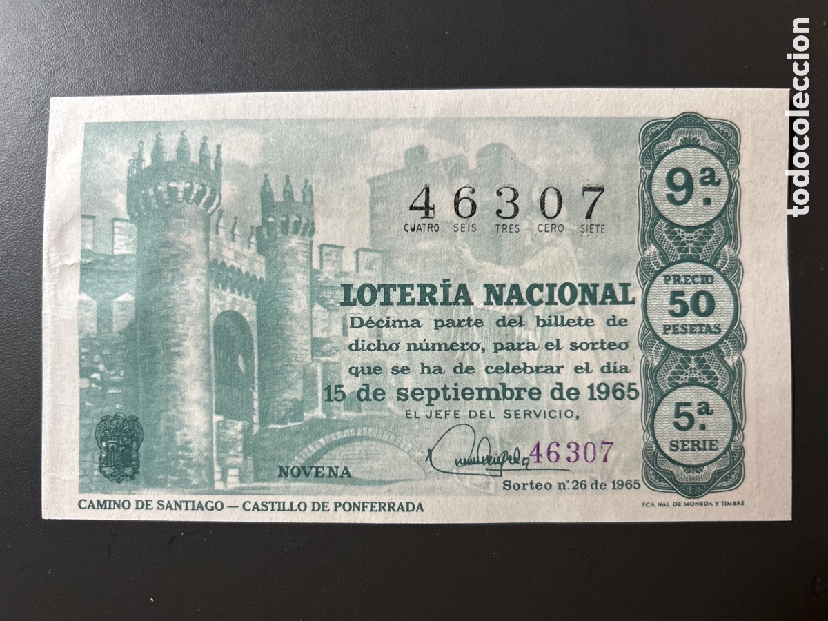 Cupones ONCE: Loteria A&ntilde;o 1965 Sorteo 26 Serie 5