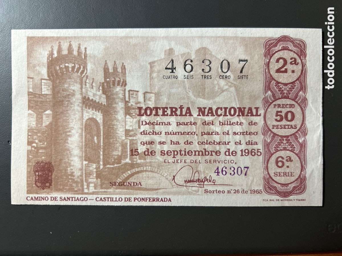 Cupones ONCE: Loteria A&ntilde;o 1965 Sorteo 26 Serie 6