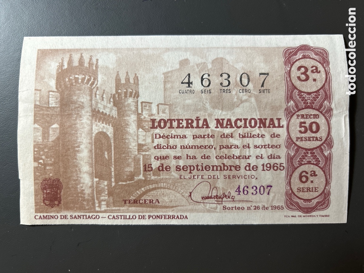 Cupones ONCE: Loteria A&ntilde;o 1965 Sorteo 26 Serie 6