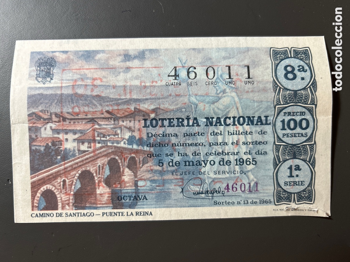 Cupones ONCE: Loteria A&ntilde;o 1965 Sorteo 13 Serie 1