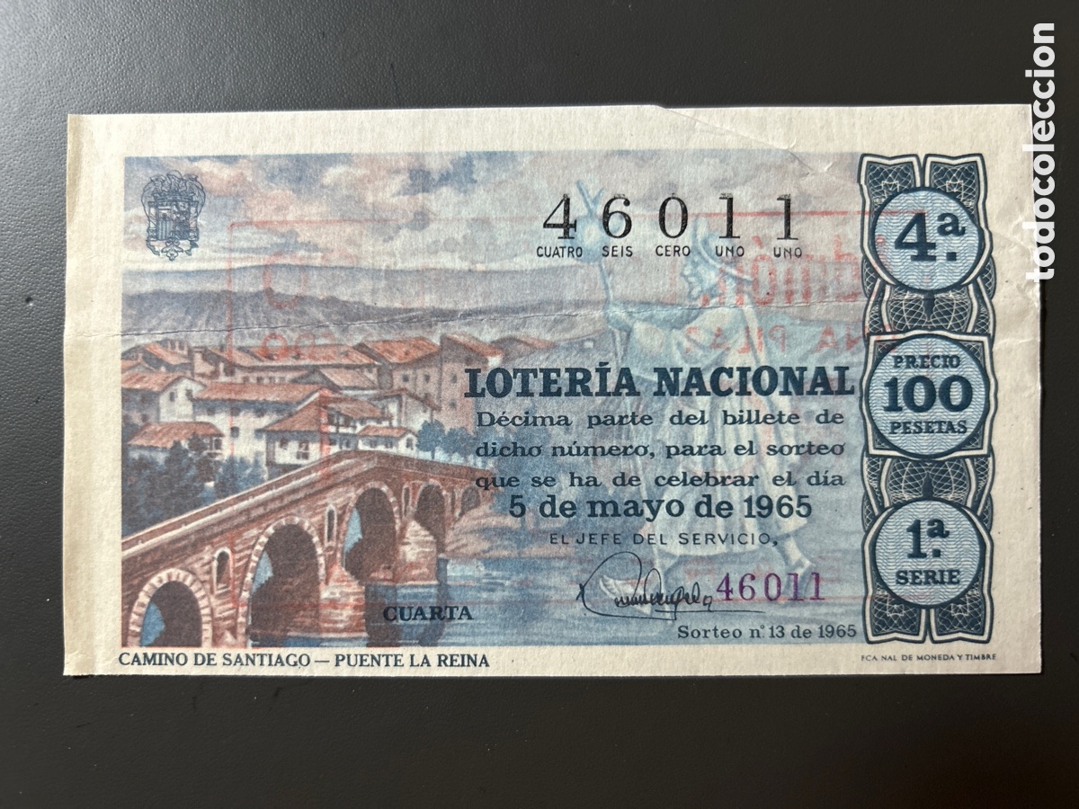 Cupones ONCE: Loteria A&ntilde;o 1965 Sorteo 13 Serie 1