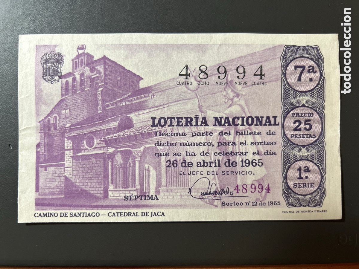 Cupones ONCE: Loteria A&ntilde;o 1965 Sorteo 12 Serie 1