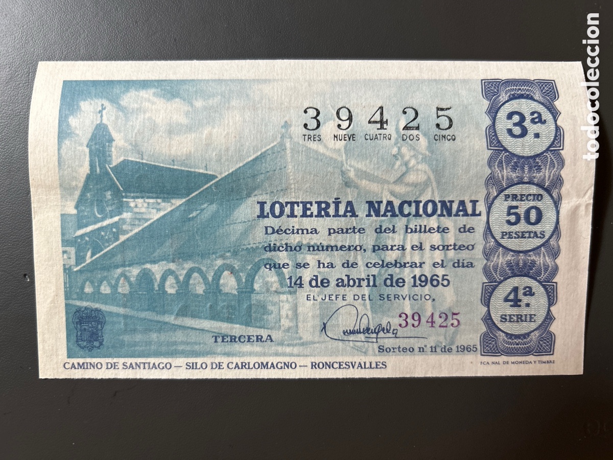 Cupones ONCE: Loteria A&ntilde;o 1965 Sorteo 11 Serie 4