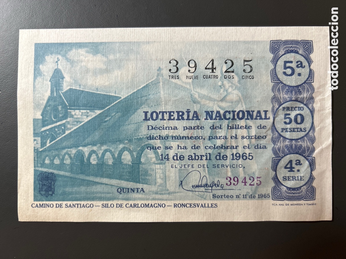 Cupones ONCE: Loteria A&ntilde;o 1965 Sorteo 11 Serie 4