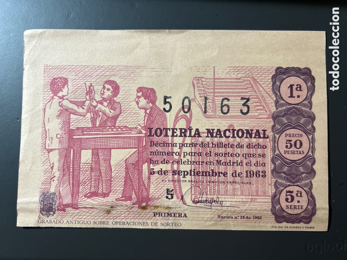 Cupones ONCE: Loteria A&ntilde;o 1963 Sorteo 25 Serie 5