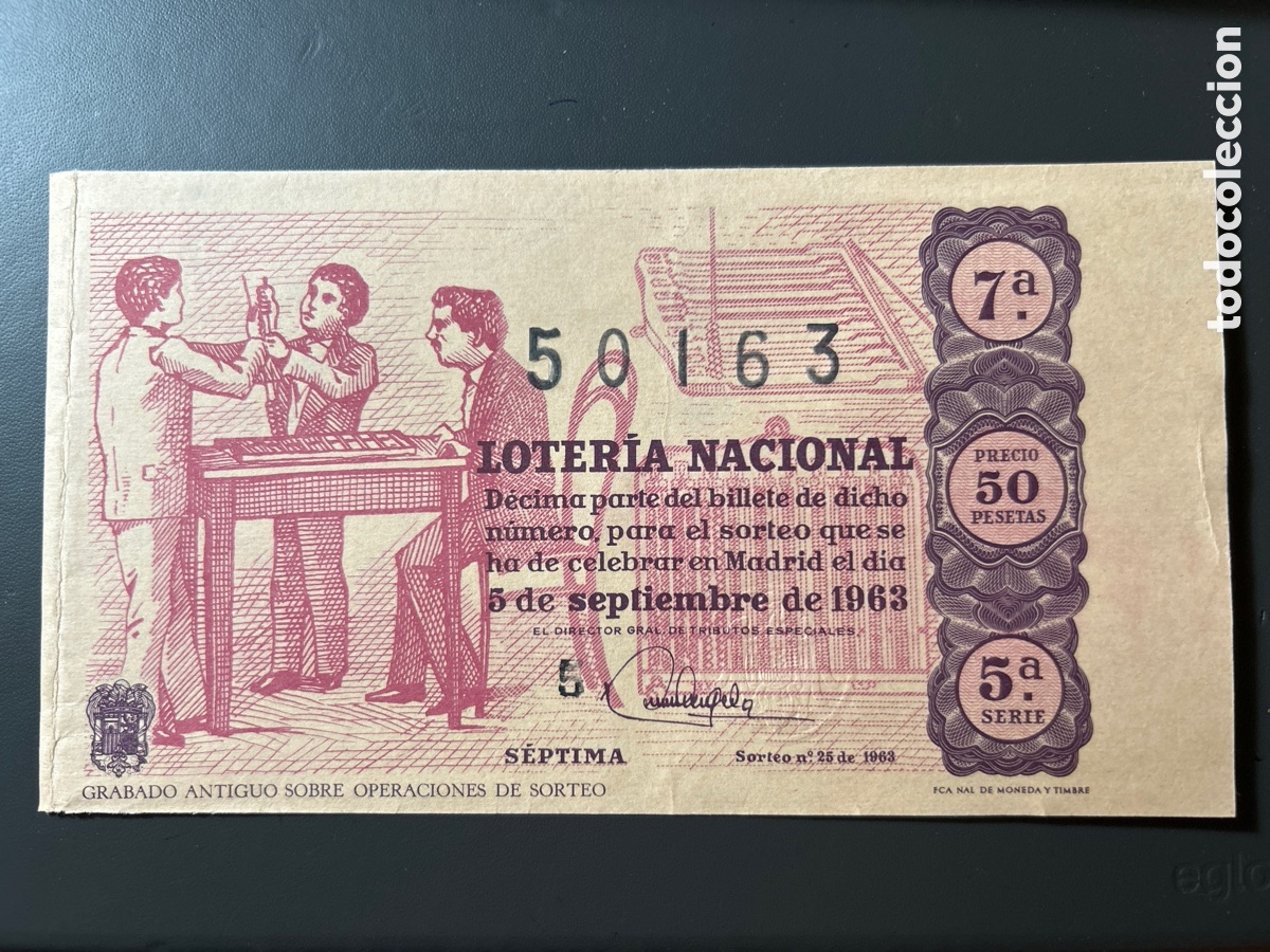 Cupones ONCE: Loteria A&ntilde;o 1963 Sorteo 25 Serie 5