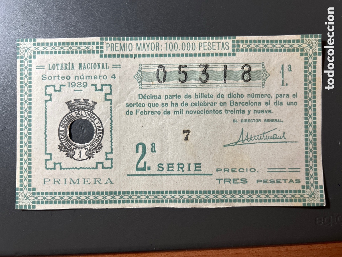 Cupones ONCE: Loteria A&ntilde;o 1939 Sorteo 4 Serie 2