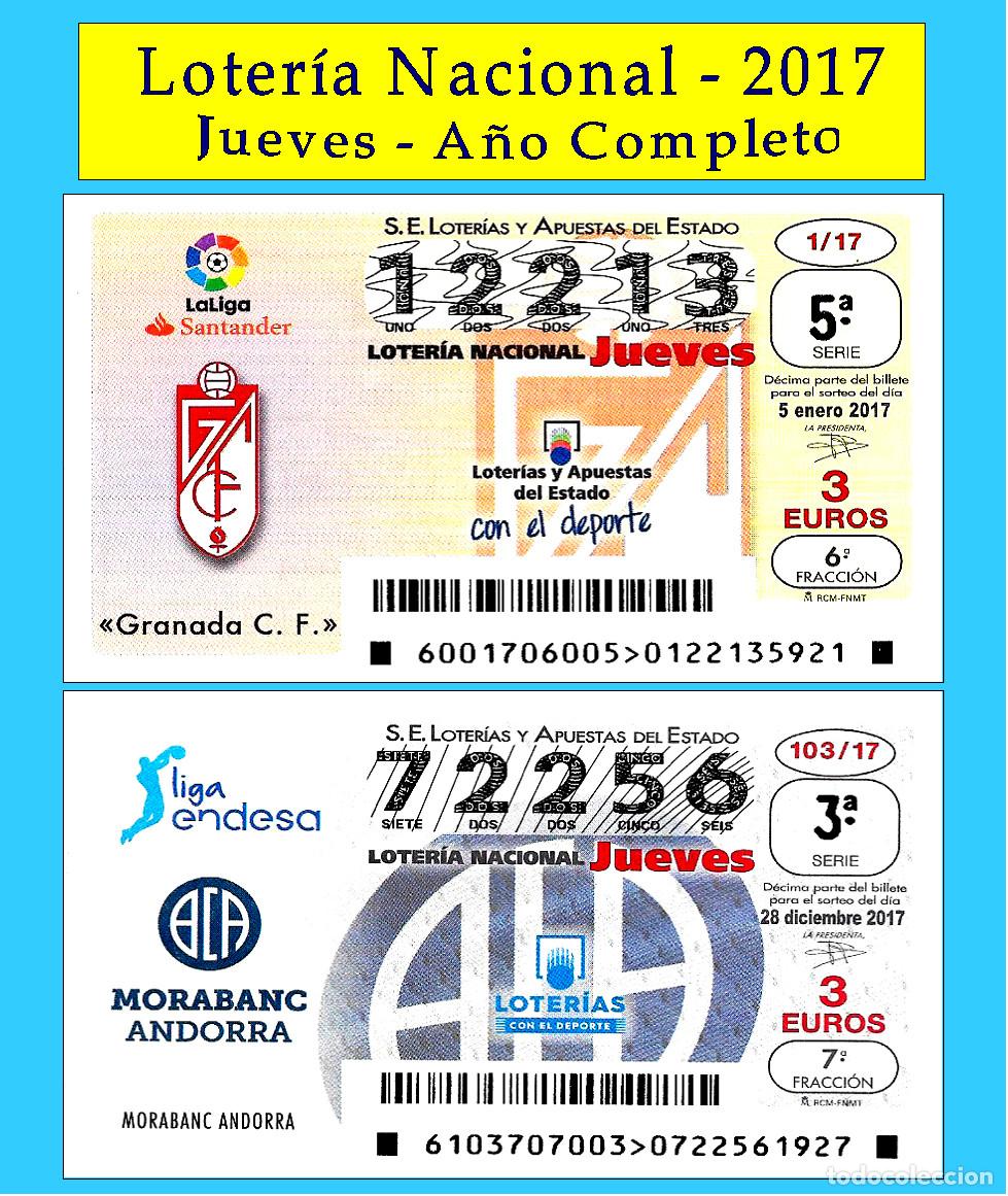 Cupones ONCE: 2017 - Loter&iacute;a Nacional / Todos los sorteos de los Jueves A&ntilde;o completo / Buena calidad